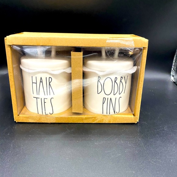Rae Dunn Bath Rae Dunn Hair Ties And Bobby Pins Jars With Lids Nib